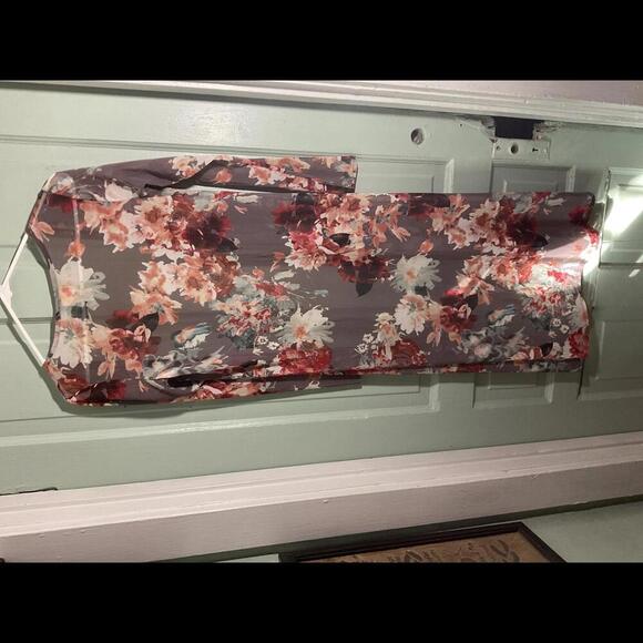 Day trip Brown Duster Length with florals Kimono Size Small - Picture 8 of 9